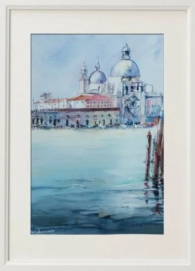 Acuarela original de Venecia a la venta, lista para colgar