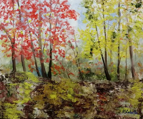 Óleo original "Amarillo de otoño" de Antonio Sánchez Cabello disponible para compra