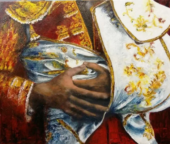Óleo original "Capote de paseo" de Rocío Pérez Jubindo disponible para compra