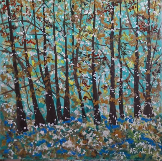 Óleo original "Espesor en el bosque" de Antonio Sánchez Cabello disponible para compra