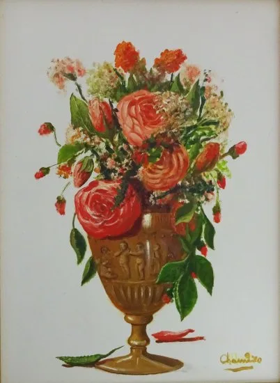 Venta de óleo original “Jarra con flores” con envío incluido desde España
