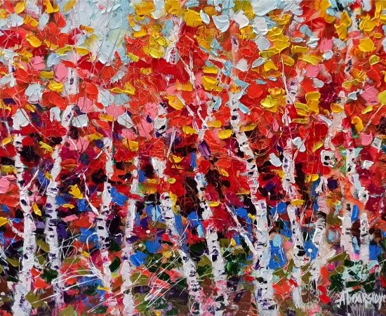 Cuadro original "Golden Autumn": acrílico texturizado que captura la esencia del otoño