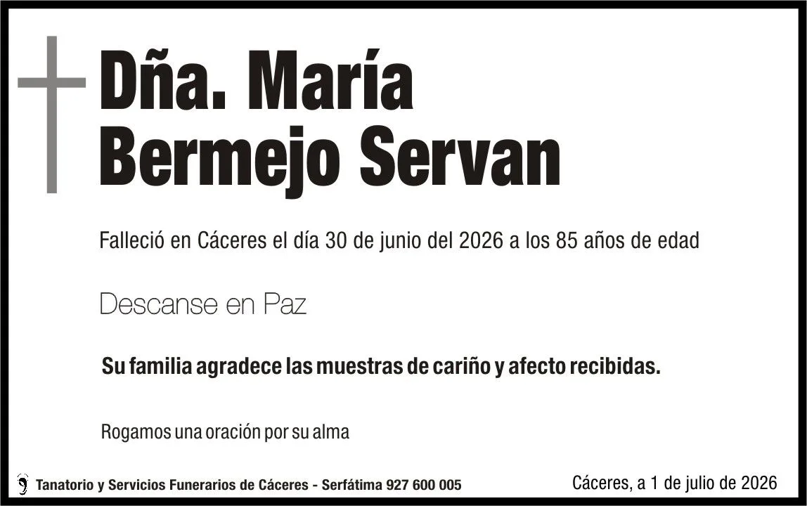 Fallece María Bermejo Serván a los 52 años en Cáceres
