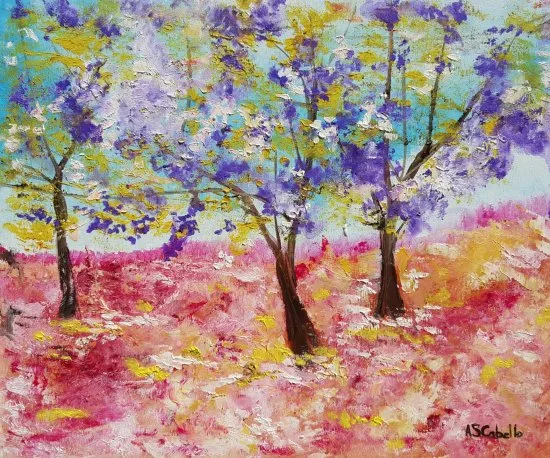 Óleo original de Antonio Sánchez Cabello: "Cambio de colores en los campos" disponible para compra