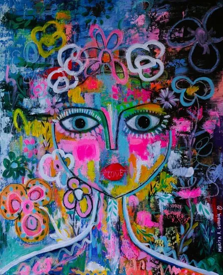 Obra original “Astrid” en acrílico sobre lienzo disponible para compra directa