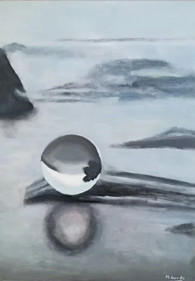 Obra original en óleo sobre tabla “Cristalino” disponible para envío internacional