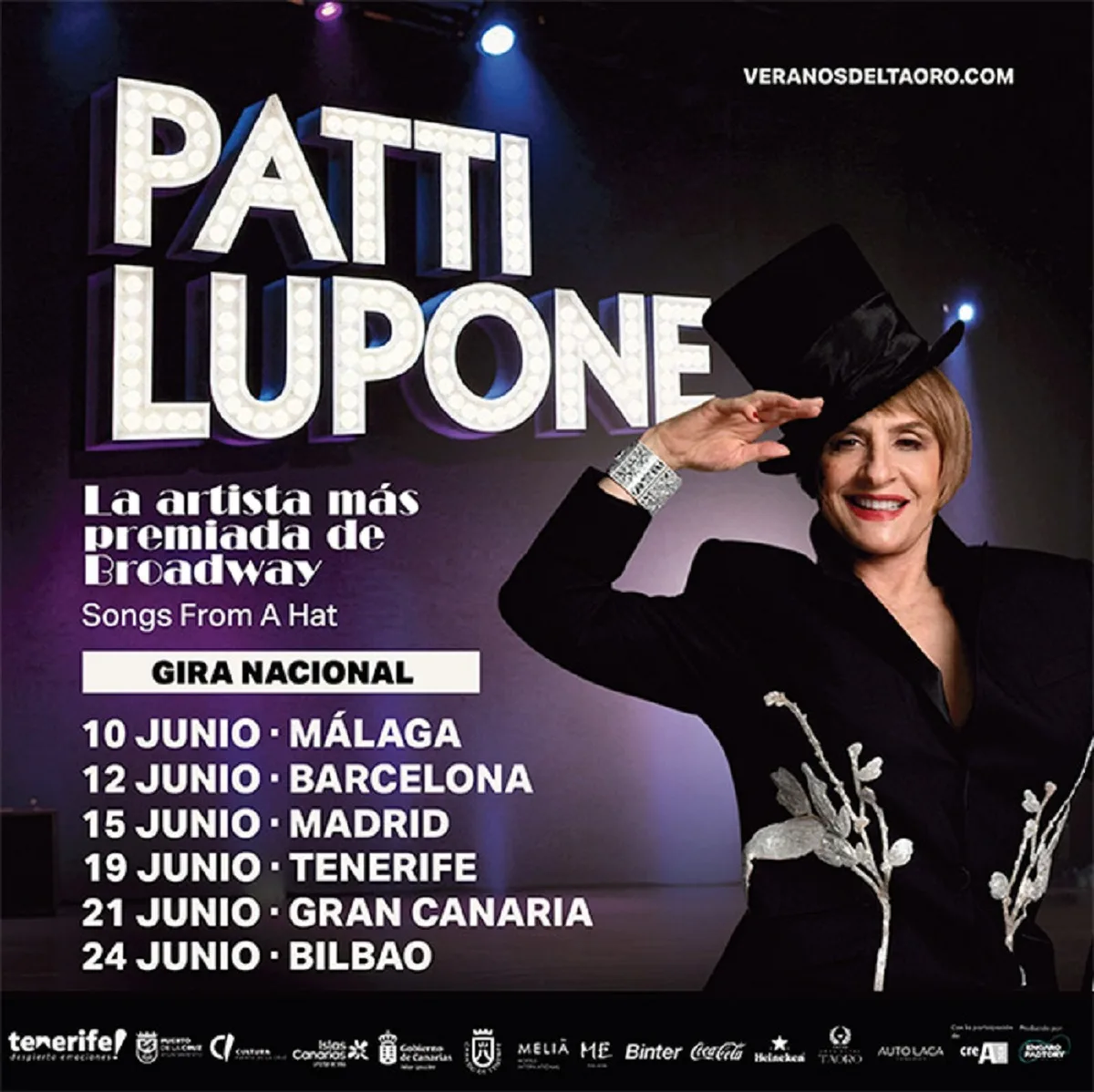 Patti LuPone ofrecerá su primera gira en España con un espectáculo único y aleatorio