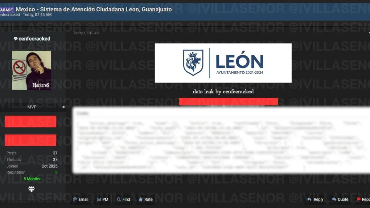 Filtran datos personales y geolocalización de 250 mil ciudadanos tras hackeo en León
