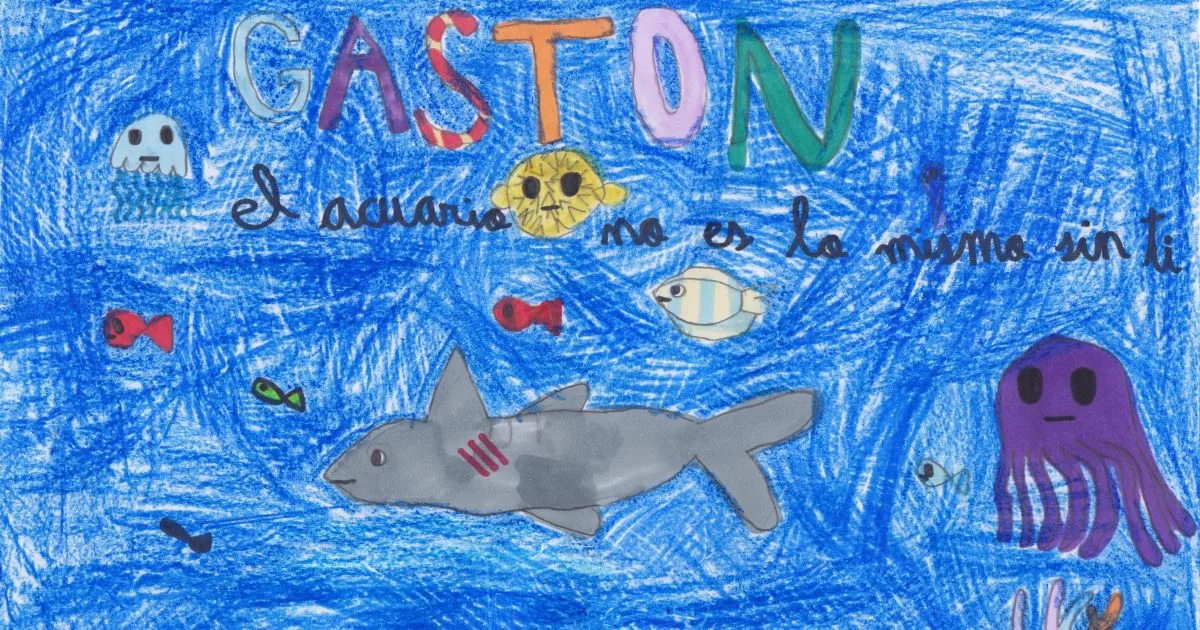 Niños de A Coruña rinden homenaje a Gastón con dibujos y fotos en el Aquarium