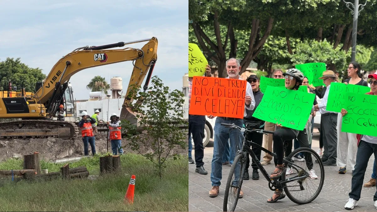 Protestan en Celaya contra tala de árboles por ruta del tren de pasajeros